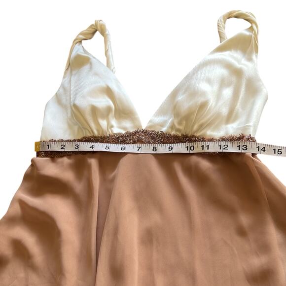 ABS Allen Schwartz Size 4 Satin & Chiffon Special Occasion Dress Beaded Party - Picture 14 of 15